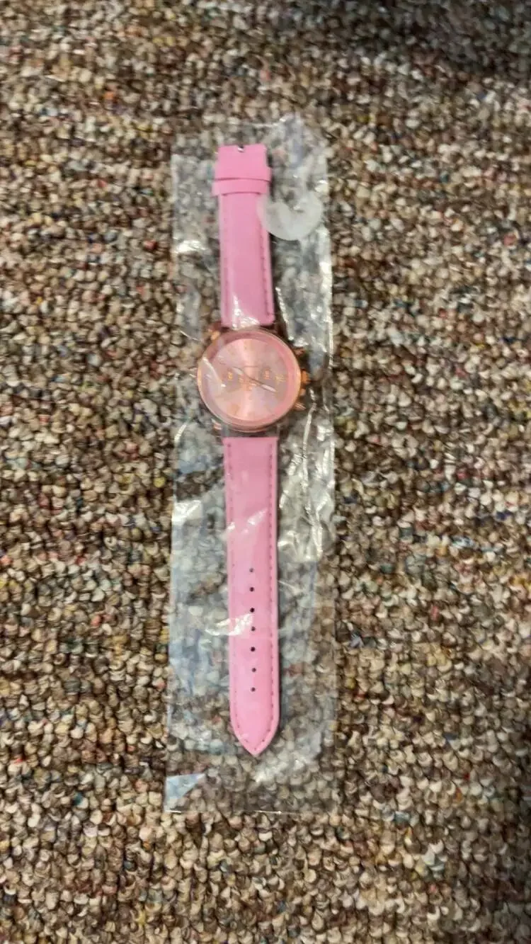 Geneva Women's Quartz Analog Watch with Pink Faux Leather Strap and Rose Gold-To